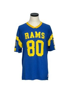 Vintage 90s Wilson Rams #80 Issac Bruce Jersey Blue & Yellow Adult XL/XXL USA